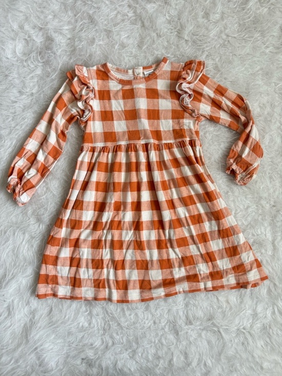 kate quinn Other - kate quinn Cottagecore Bamboo Orange and Cream Gingham Ruffle-Sleeve Dress